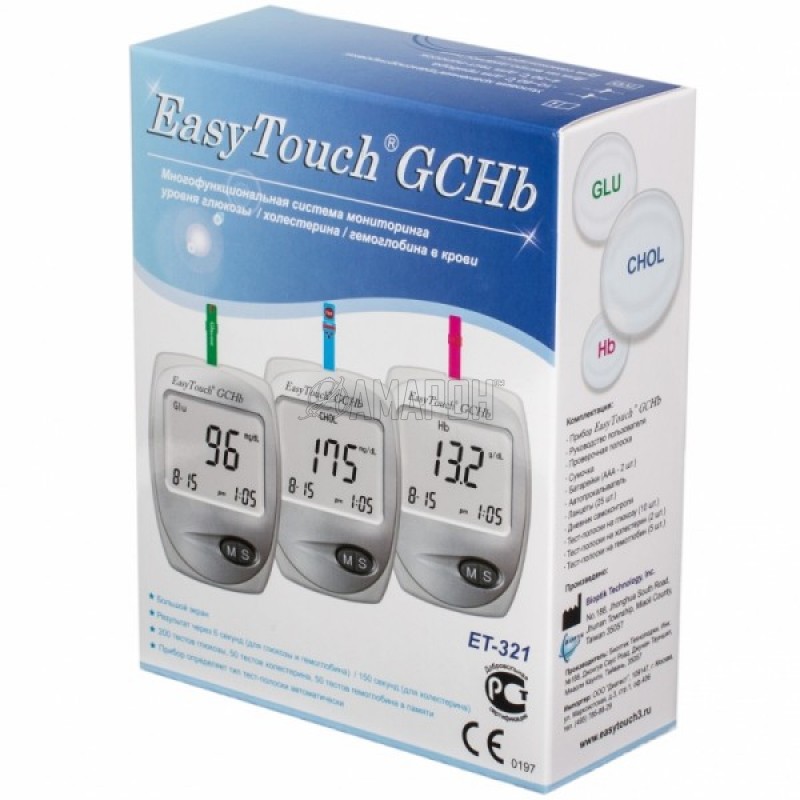 Анализатор крови Easy Touch для измерения уровня глюкозы, холестерина и гемоглобина (MG304-3E)