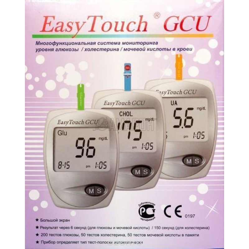 Анализатор крови Easy Touch для измерения уровня глюкозы, холестерина и мочевой к-ты (MG301-2E)