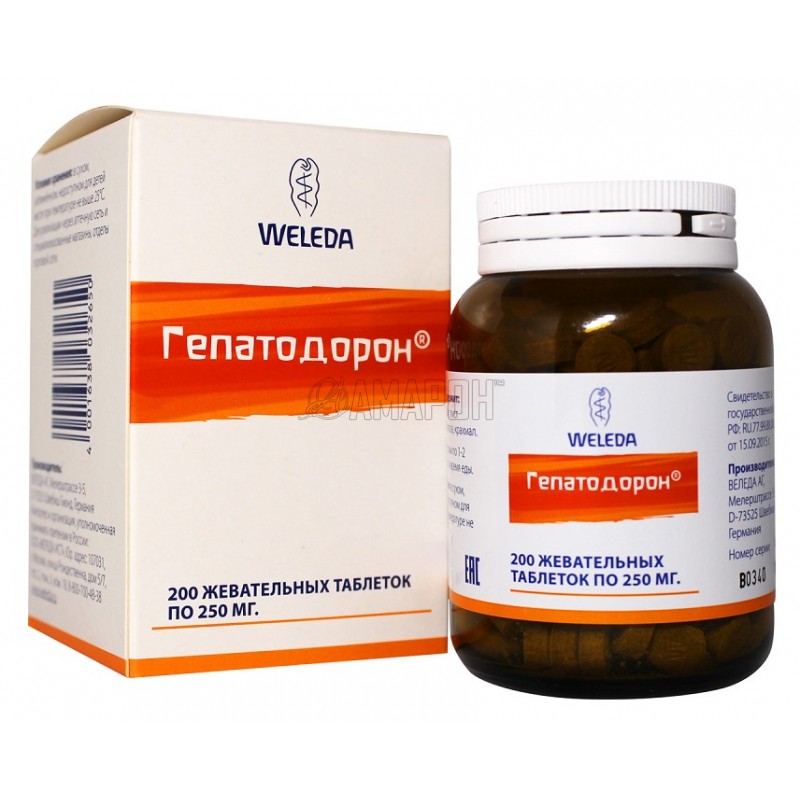 Гепатодорон таб. жеват., 250 мг, №200